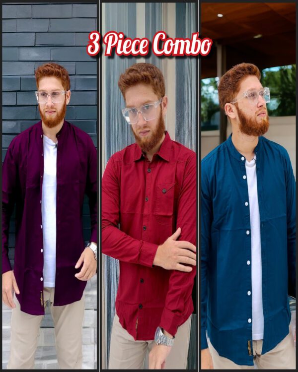 Oxford Cotton Shirt 3-Piece Combo, premium quality men's shirt, breathable and wrinkle-free, perfect for business and casual wear, lightweight microfabric shirt, moisture-wicking and durable, stylish slim fit, best value pack, classic colors, easy care, formal and everyday wear, cash on delivery, free nationwide shipping