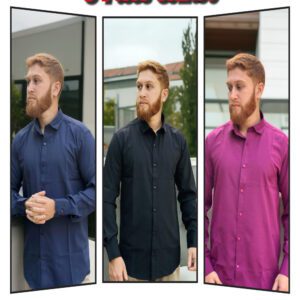 Oxford Cotton Shirt 3-Piece Combo, premium quality men's shirt, breathable and wrinkle-free, perfect for business and casual wear, lightweight microfabric shirt, moisture-wicking and durable, stylish slim fit, best value pack, classic colors, easy care, formal and everyday wear, cash on delivery, free nationwide shipping